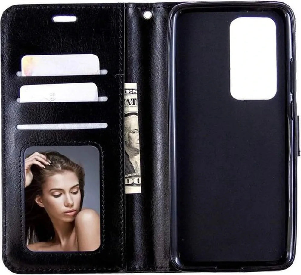 Huawei P Smart 2021 Hoesjes – Portemonnee Book Case – Pasjeshouder – Magneetsluiting – Zwart-Ilumina Benelux
