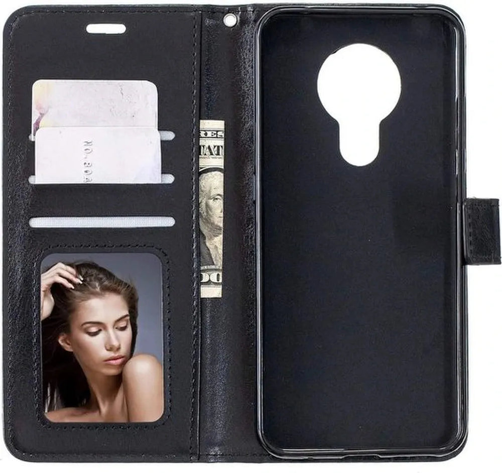 Nokia 1.4 Hoesjes – Portemonnee Book Case – Pasjeshouder – Magneetsluiting – Zwart-Ilumina Benelux