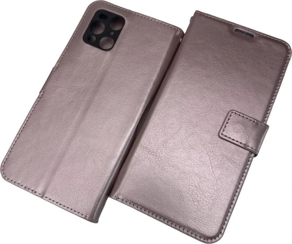 Oppo Find X3 Pro Hoesjes – Portemonnee Book Case – Pasjeshouder – 2x Gehard Glas Screenprotector – Roségoud-Ilumina Benelux