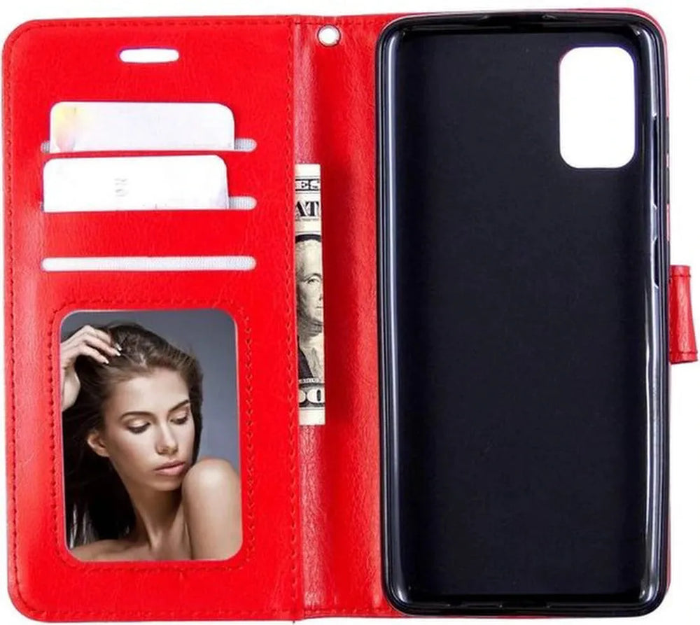 OnePlus 9 Hoesjes – Portemonnee Book Case – Pasjeshouder – 2x Gehard Glas Screenprotector – Rood-Ilumina Benelux