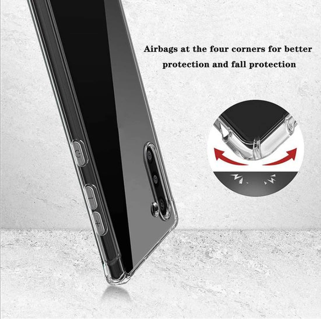 Motorola Moto G8 Plus Hoesjes – Siliconen Backcover – Schokbestendig Anti-Shock – Transparant – 2x Screenprotector