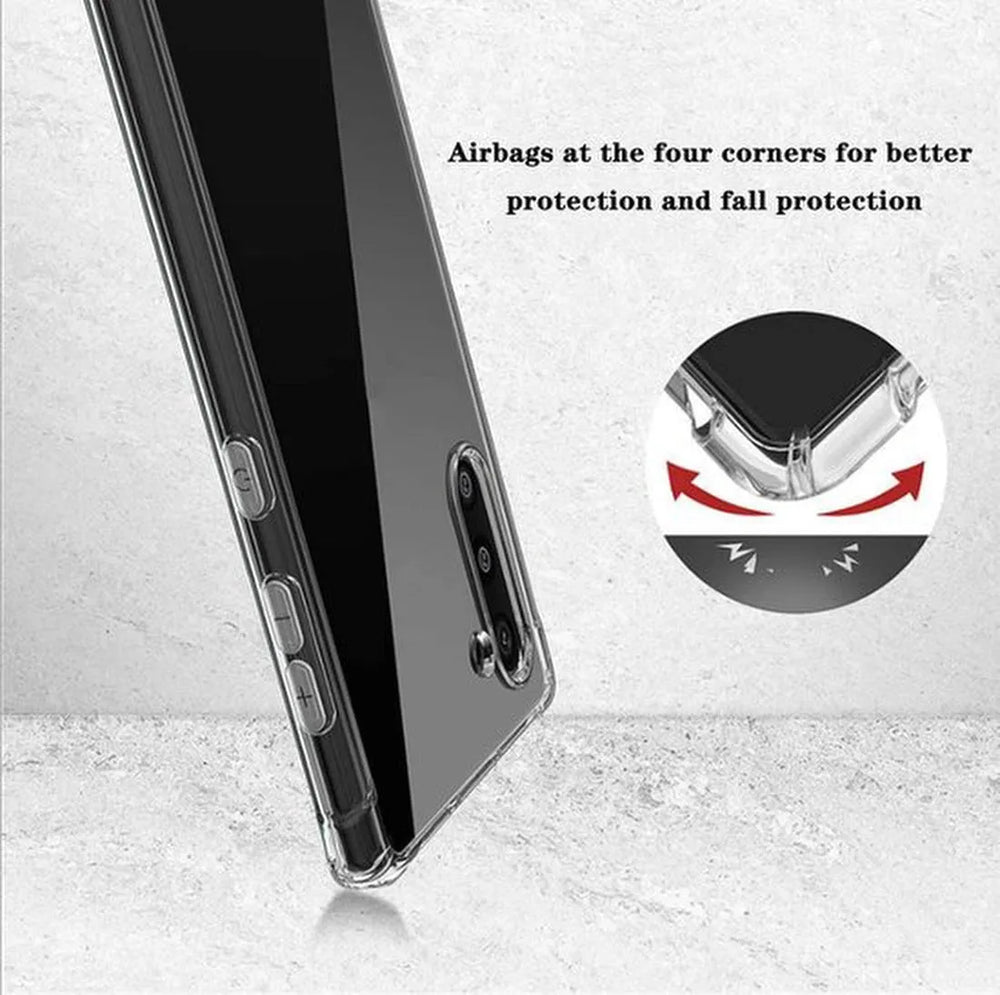 Motorola Moto G8 Plus Hoesjes – Siliconen Backcover – Schokbestendig Anti-Shock – Transparant – 2x Screenprotector-Ilumina Benelux