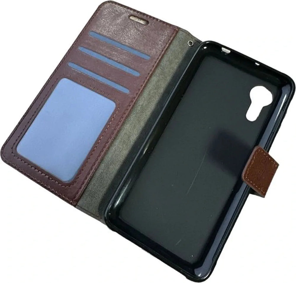 Samsung Galaxy XCover 5 Hoesjes – Portemonnee Book Case – Pasjeshouder – Magneetsluiting – Bruin-Ilumina Benelux