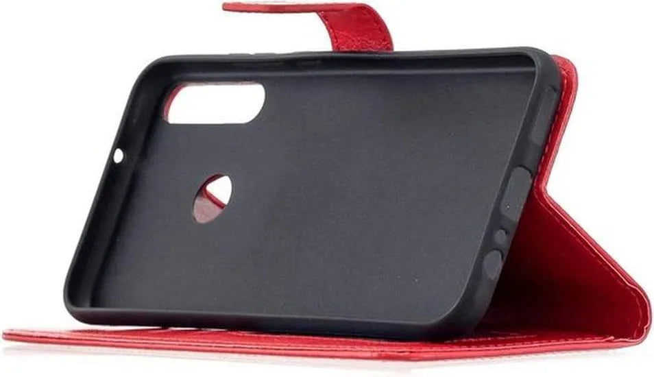 Motorola Moto E6S/Moto E6+ Hoesjes – Portemonnee Book Case – Pasjeshouder – Magneetsluiting – Rood-Ilumina Benelux