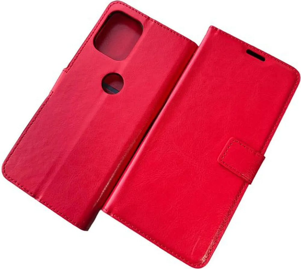 Motorola Moto G100 Hoesjes – Portemonnee Book Case – Pasjeshouder – Magneetsluiting – Rood-Ilumina Benelux