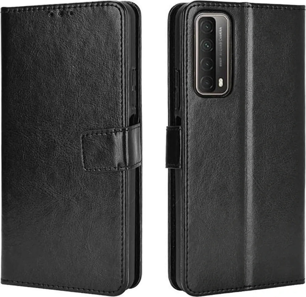 Huawei P Smart 2021 Hoesjes – Portemonnee Book Case – Pasjeshouder – 2x Screenprotector – Zwart-Ilumina Benelux