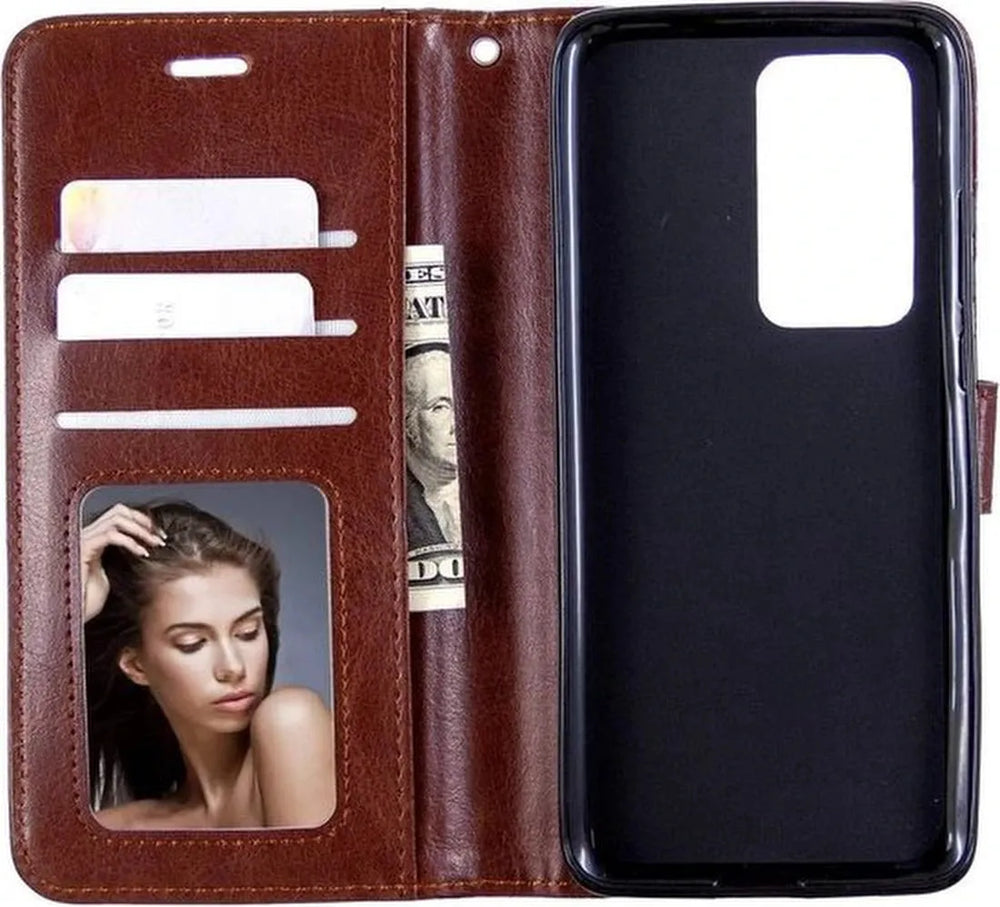 Oppo Find X3 Neo Hoesjes – Portemonnee Book Case – Pasjeshouder – Magneetsluiting – Bruin-Ilumina Benelux