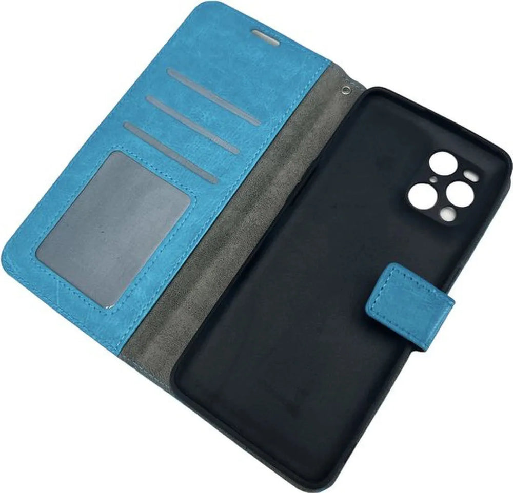 Oppo Find X3 Pro Hoesjes – Portemonnee Book Case – Pasjeshouder – Magneetsluiting – Turquoise-Ilumina Benelux