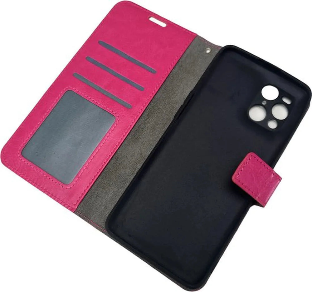 Oppo Find X3 Pro Hoesjes – Portemonnee Book Case – Pasjeshouder – 2x Gehard Glas Screenprotector – Roze-Ilumina Benelux