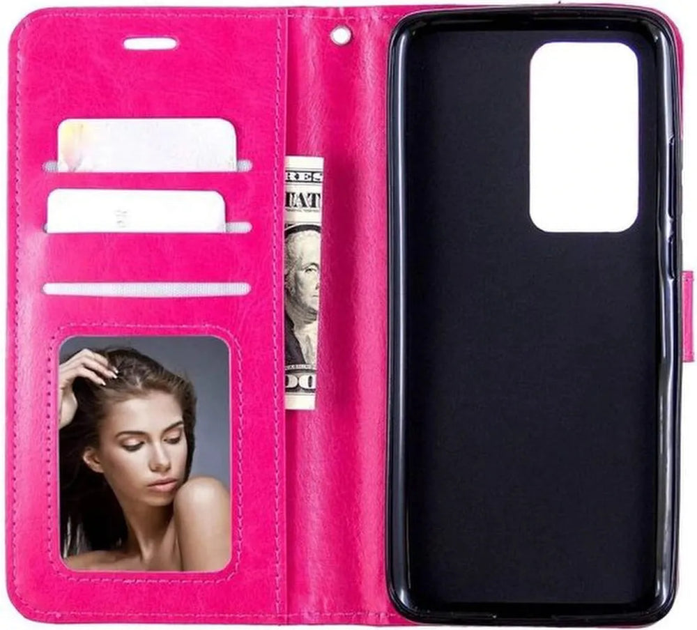 Oppo Find X3 Neo Hoesjes – Portemonnee Book Case – Pasjeshouder – Magneetsluiting – Roze-Ilumina Benelux
