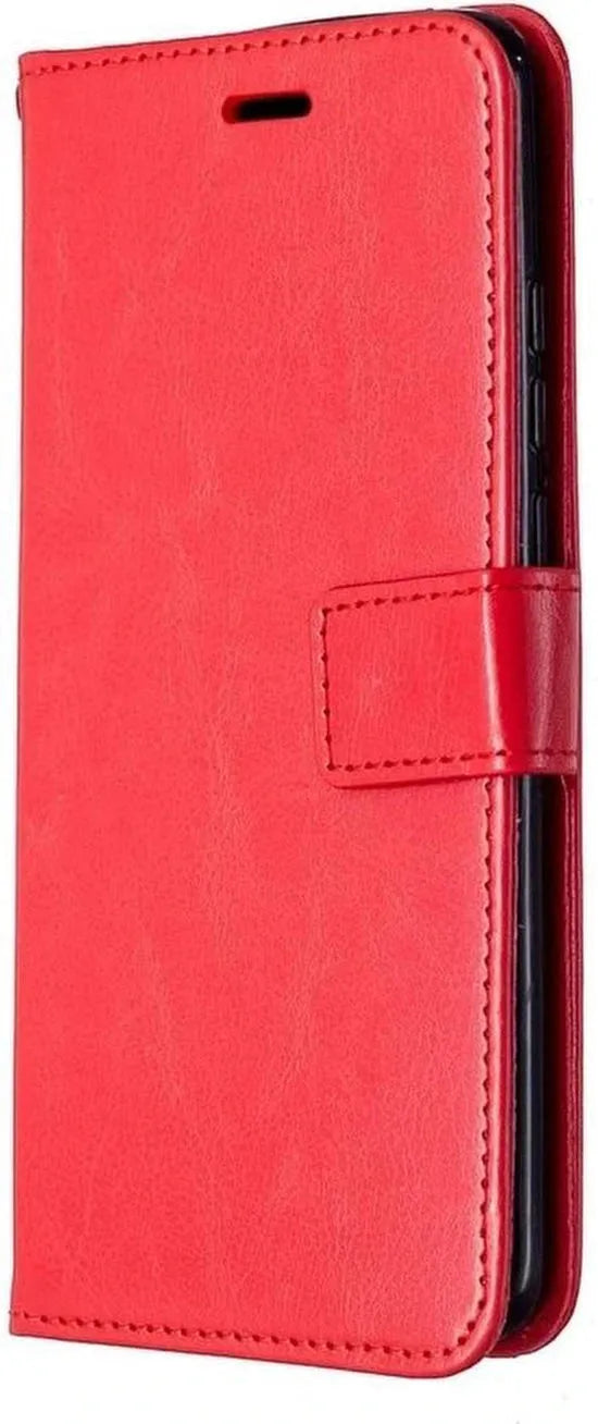 Oppo A54 5G/A74 5G Hoesjes – Portemonnee Book Case – Pasjeshouder – 2x Gehard Glas Screenprotector – Rood-Ilumina Benelux