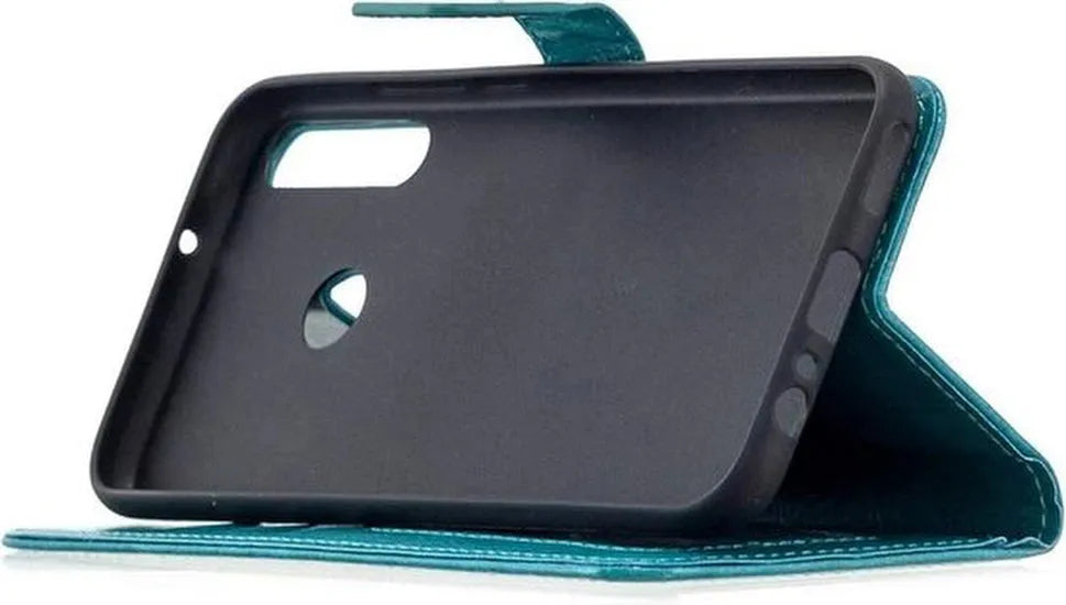 Motorola Moto E6S / E6+ Hoesjes – Portemonnee Book Case – Pasjeshouder – Magneetsluiting – Turquoise-Ilumina Benelux