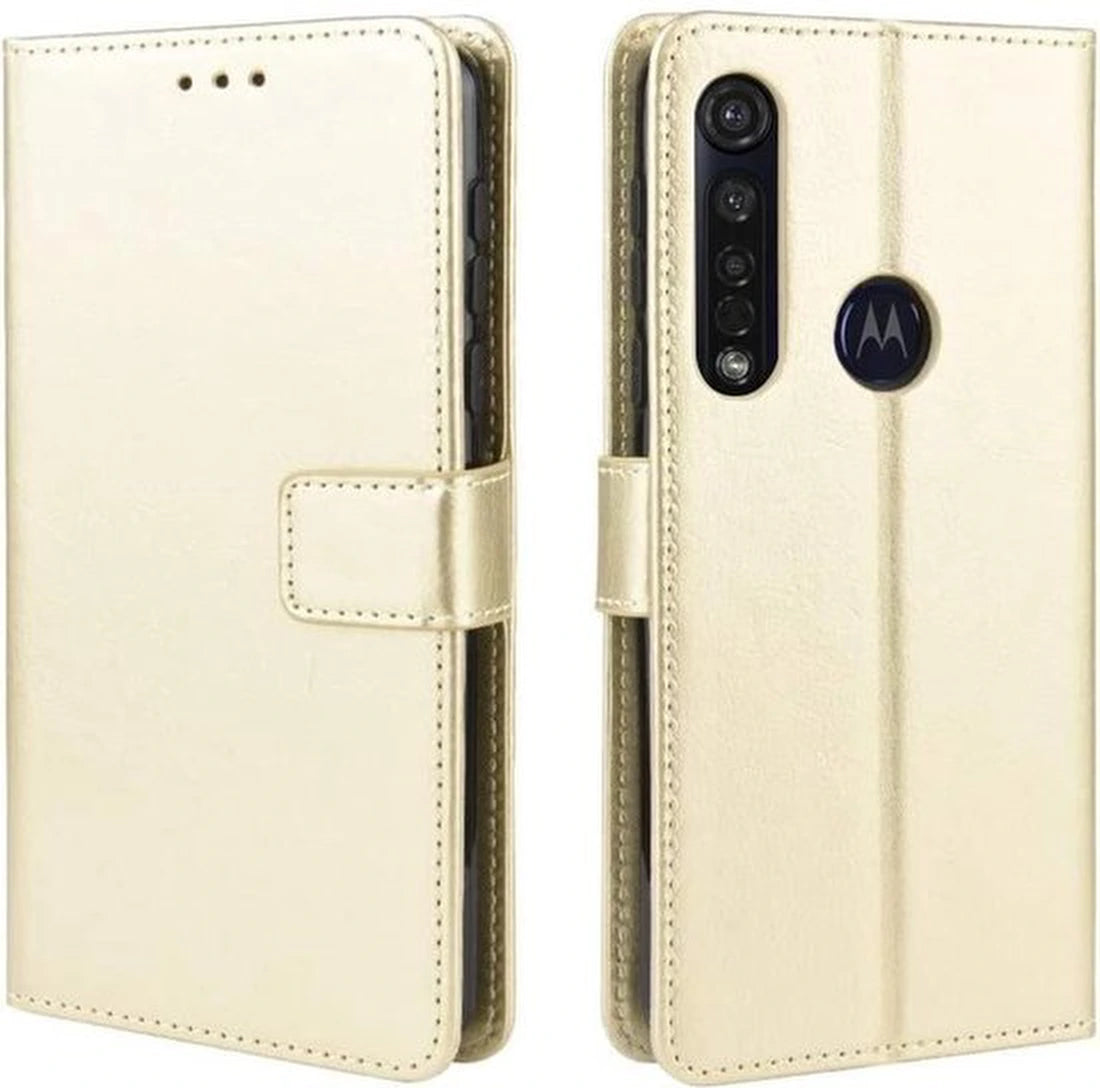 Motorola Moto G8 Plus Hoesjes – Portemonnee Book Case – Pasjeshouder – Magneetsluiting – Goud