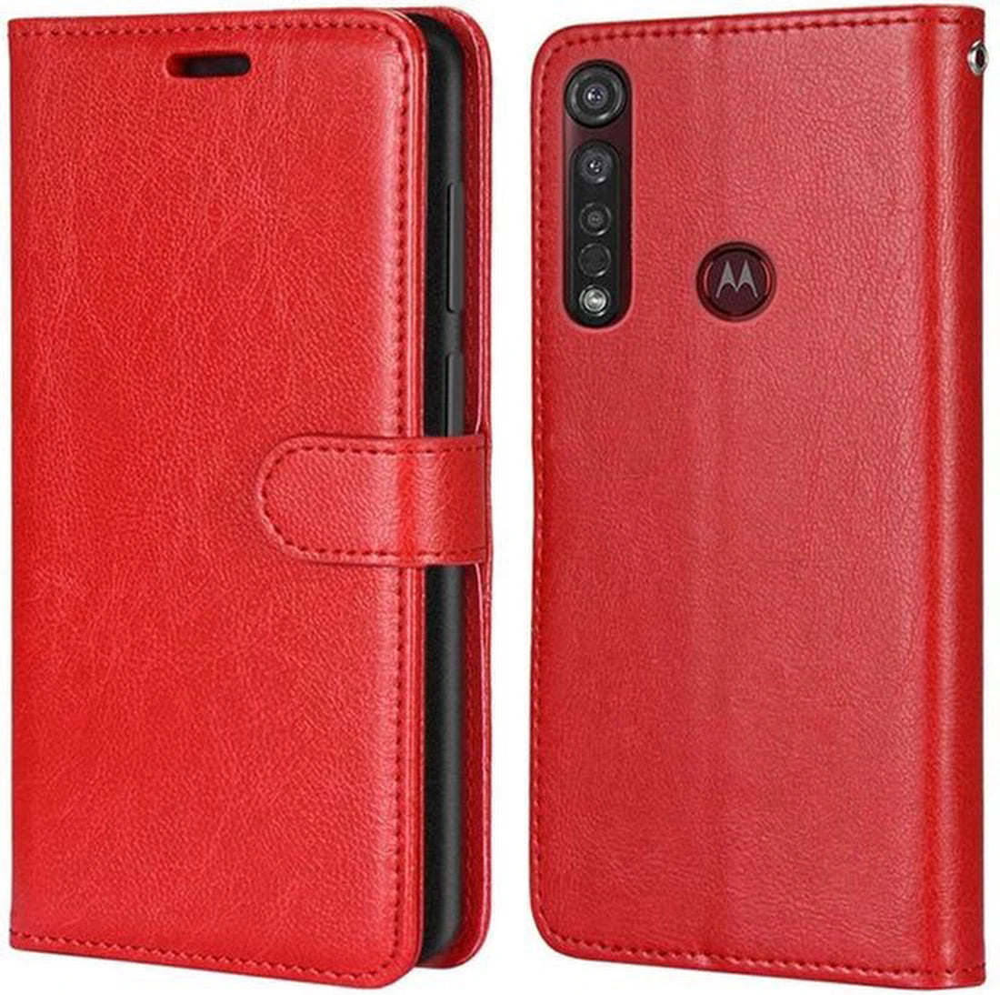 Motorola Moto G8 Plus Hoesjes – Portemonnee Book Case – Pasjeshouder – Magneetsluiting – Rood