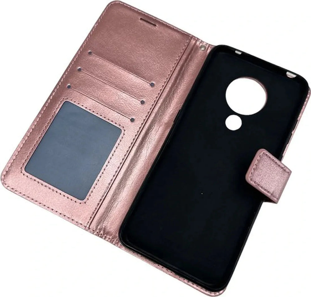 Nokia 5.3 Hoesjes – Portemonnee Book Case – Pasjeshouder – Magneetsluiting – Roségoud-Ilumina Benelux