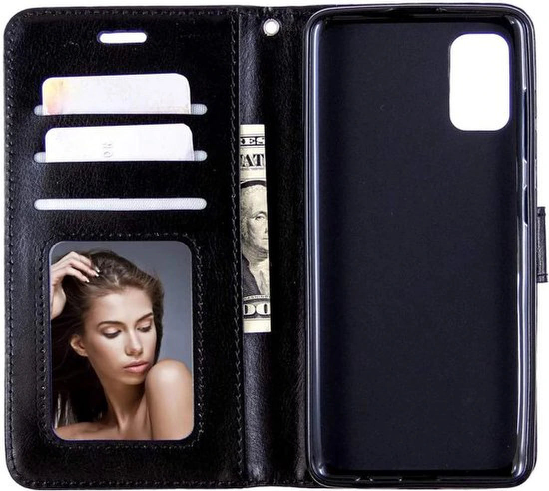 Samsung Galaxy A51 Hoesjes – Portemonnee Book Case – Pasjeshouder – Magneetsluiting – Zwart