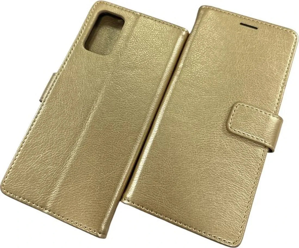 Samsung Galaxy S20 FE Hoesjes – Portemonnee Hoes – 2 Pack Screenprotector – Magneetsluiting – Goud-Ilumina Benelux