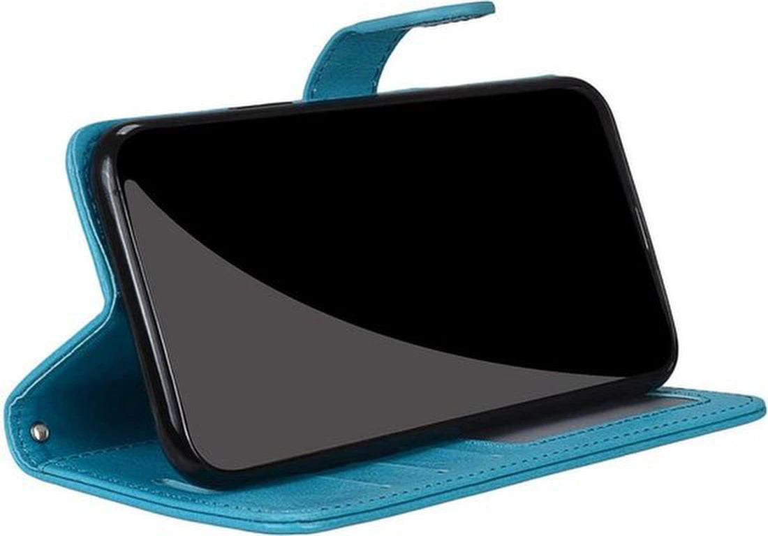 Motorola Moto G8 Plus Hoesjes – Portemonnee Book Case – Pasjeshouder – Magneetsluiting – Turquoise