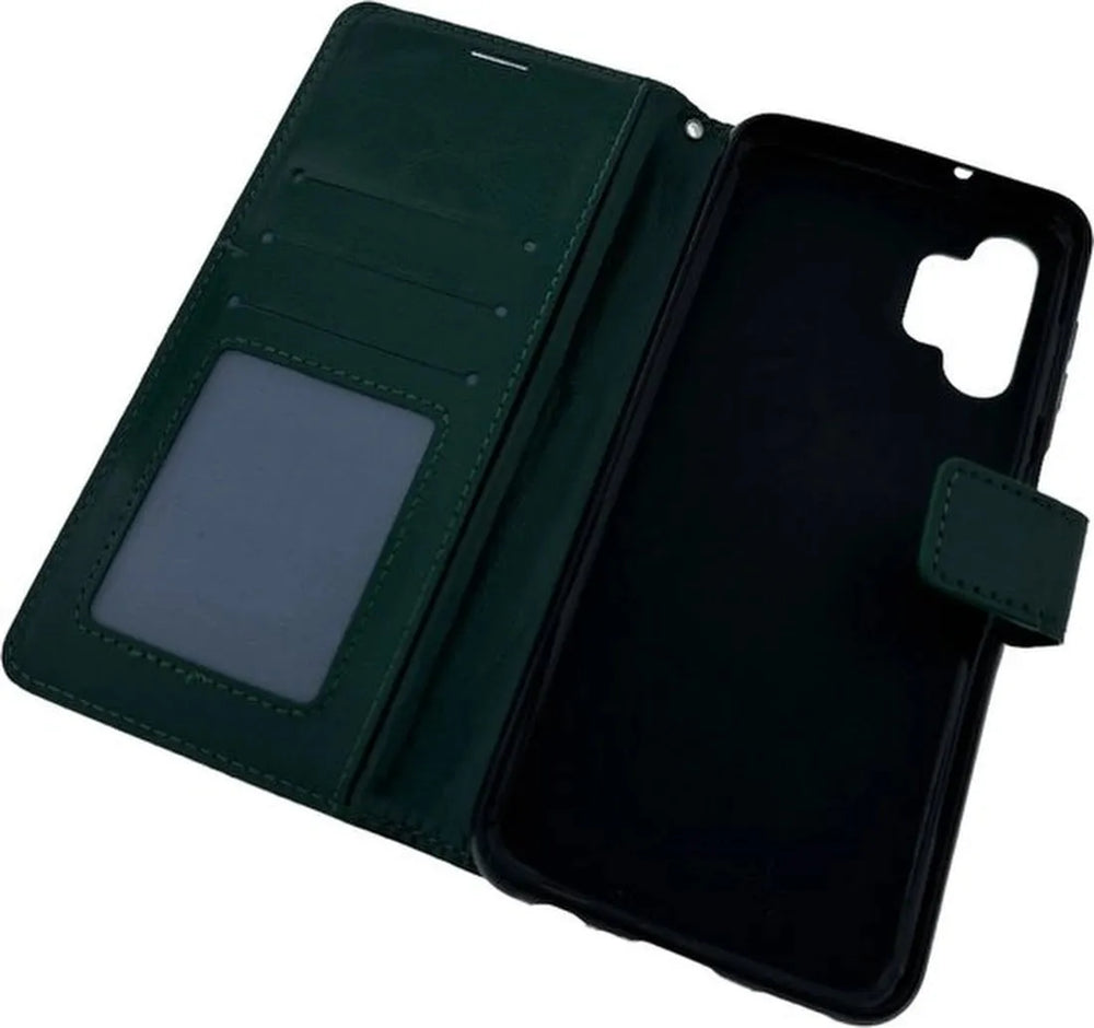 Samsung Galaxy A32 4G Hoesjes – Portemonnee Book Case – Pasjeshouder – Magneetsluiting – Groen-Ilumina Benelux
