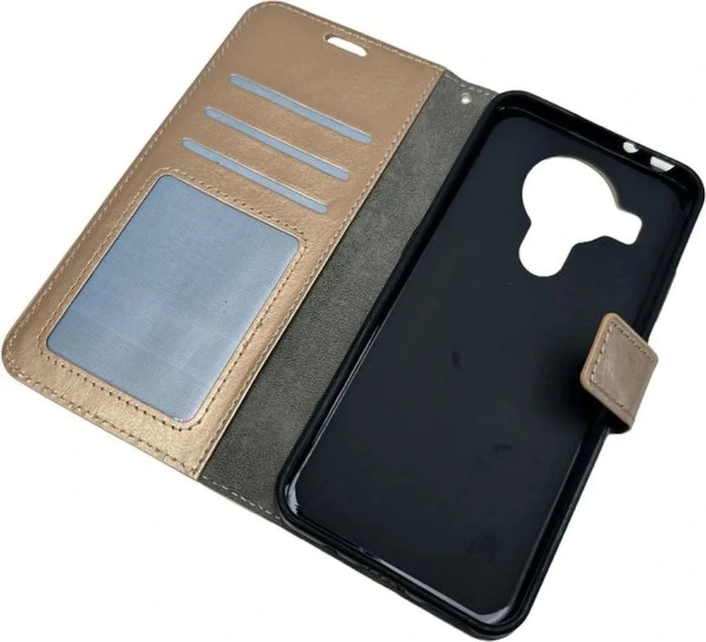 Nokia 3.4 Hoesjes – Portemonnee Book Case – Pasjeshouder – Magneetsluiting – Goud-Ilumina Benelux