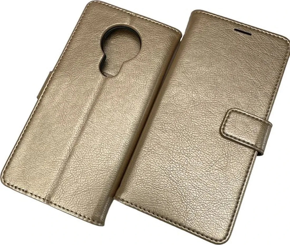 Nokia 5.3 Hoesjes – Portemonnee Book Case – Pasjeshouder – Magneetsluiting – Goud-Ilumina Benelux