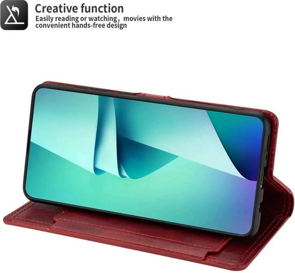Samsung Galaxy A32 5G Hoesjes – Vintage Portemonnee Hoes – Pasjeshouder – Magneetsluiting – Rood-Ilumina Benelux