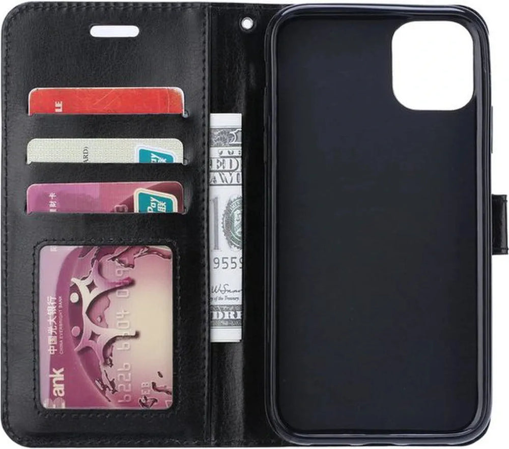 iPhone 13 Hoesjes – Portemonnee Book Case – Pasjeshouder – Magneetsluiting – Zwart-Ilumina Benelux