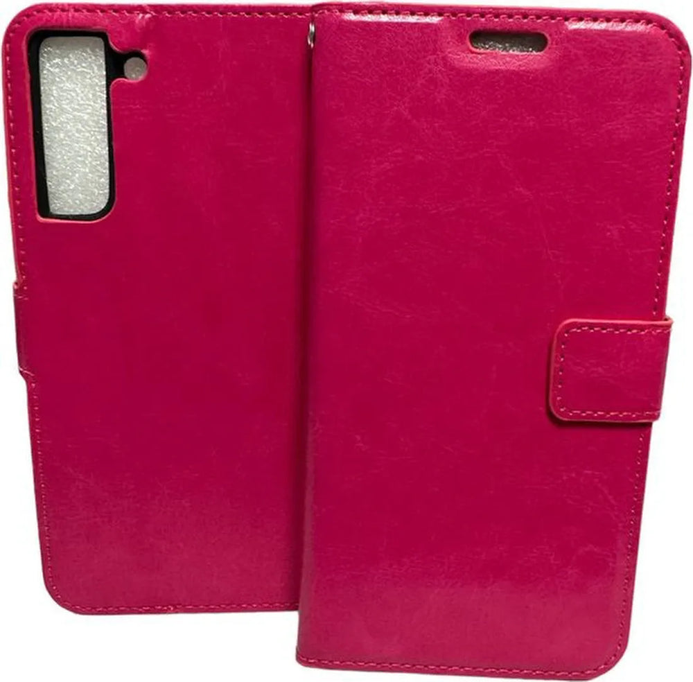 Samsung Galaxy S21 FE Hoesjes – Portemonnee Hoes – Pasjeshouder – 2 Pack Screenprotector – Roze-Ilumina Benelux