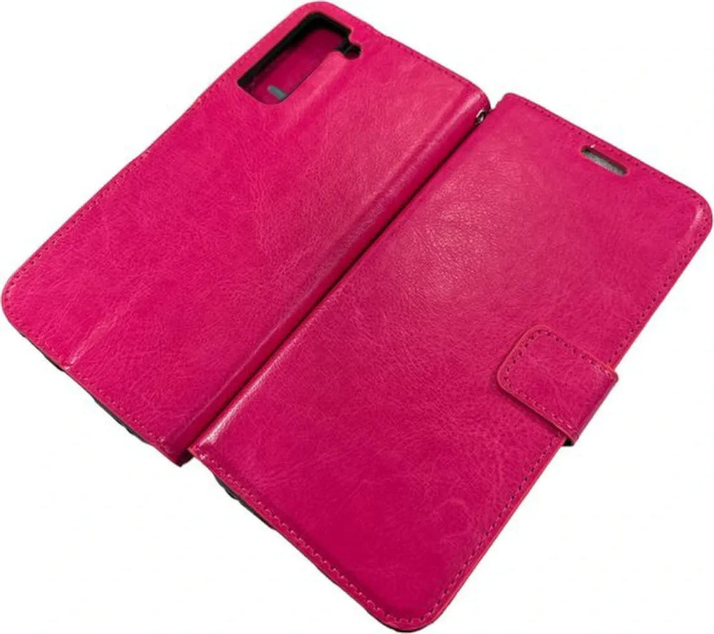 Samsung Galaxy S21 FE Hoesjes – Portemonnee Hoes – Pasjeshouder – 2 Pack Screenprotector – Roze-Ilumina Benelux