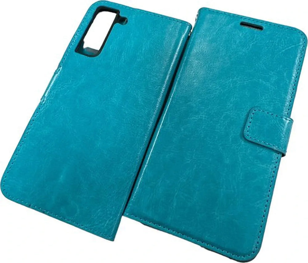 Samsung Galaxy S21 FE Hoesjes – Portemonnee Book Case – Pasjeshouder – Magneetsluiting – Turquoise-Ilumina Benelux