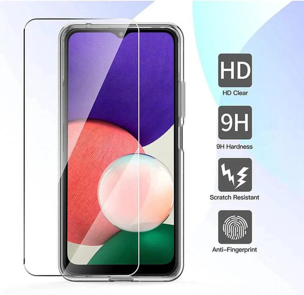 Samsung Galaxy A22 4G Hoesjes – Transparante Siliconen Backcover – Inclusief 3x Screenprotector Gehard Glas-Ilumina Benelux