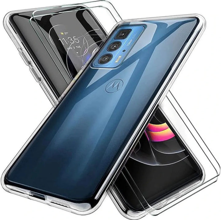 Motorola Edge 20 Pro Hoesjes – Transparante Siliconen Backcover – Inclusief 2 Screenprotectors – Anti Kras-Ilumina Benelux