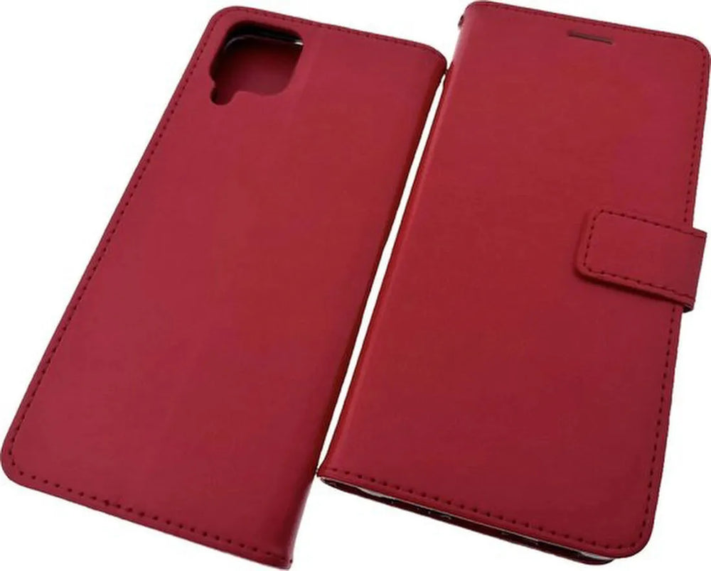Samsung Galaxy A22 4G Hoesjes – Portemonnee Hoes – 2 Pack Screenprotector – Pasjeshouder – Rood-Ilumina Benelux