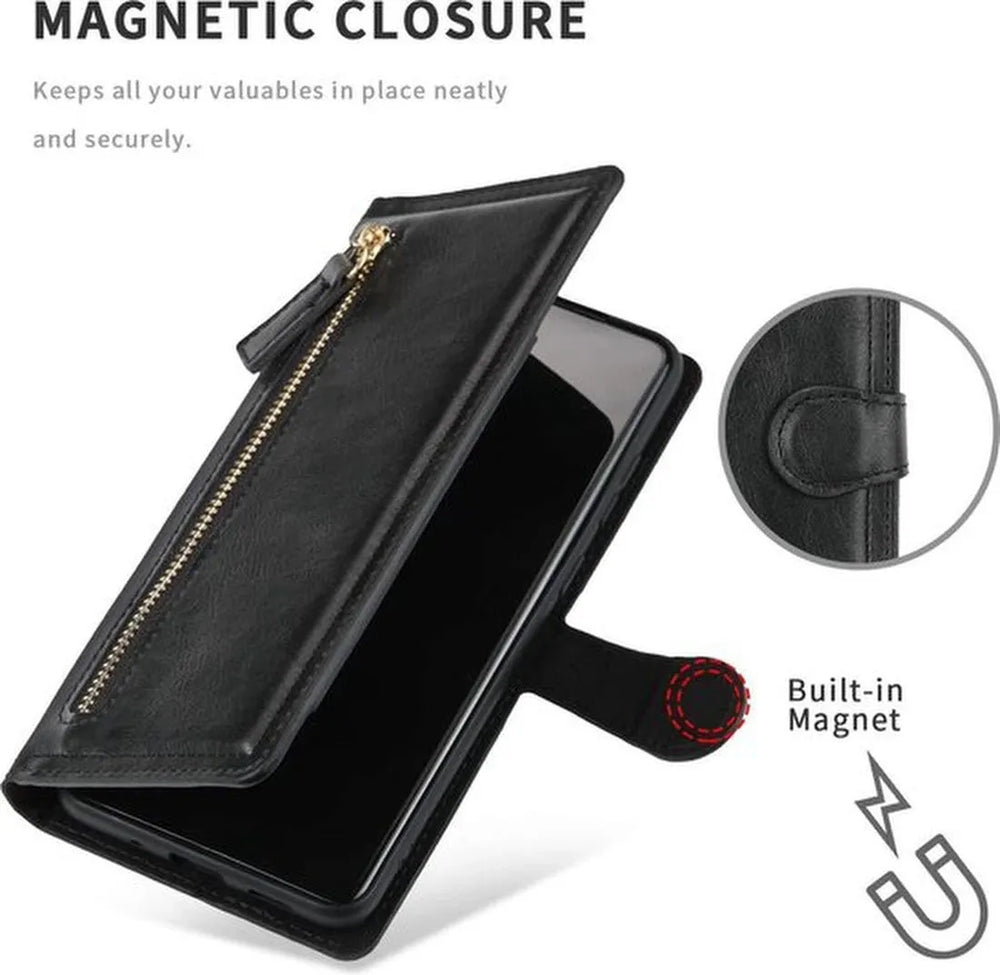 Samsung Galaxy S21 Hoesjes – Vintage Portemonnee Hoes – Pasjeshouder – Magneetsluiting – Zwart-Ilumina Benelux