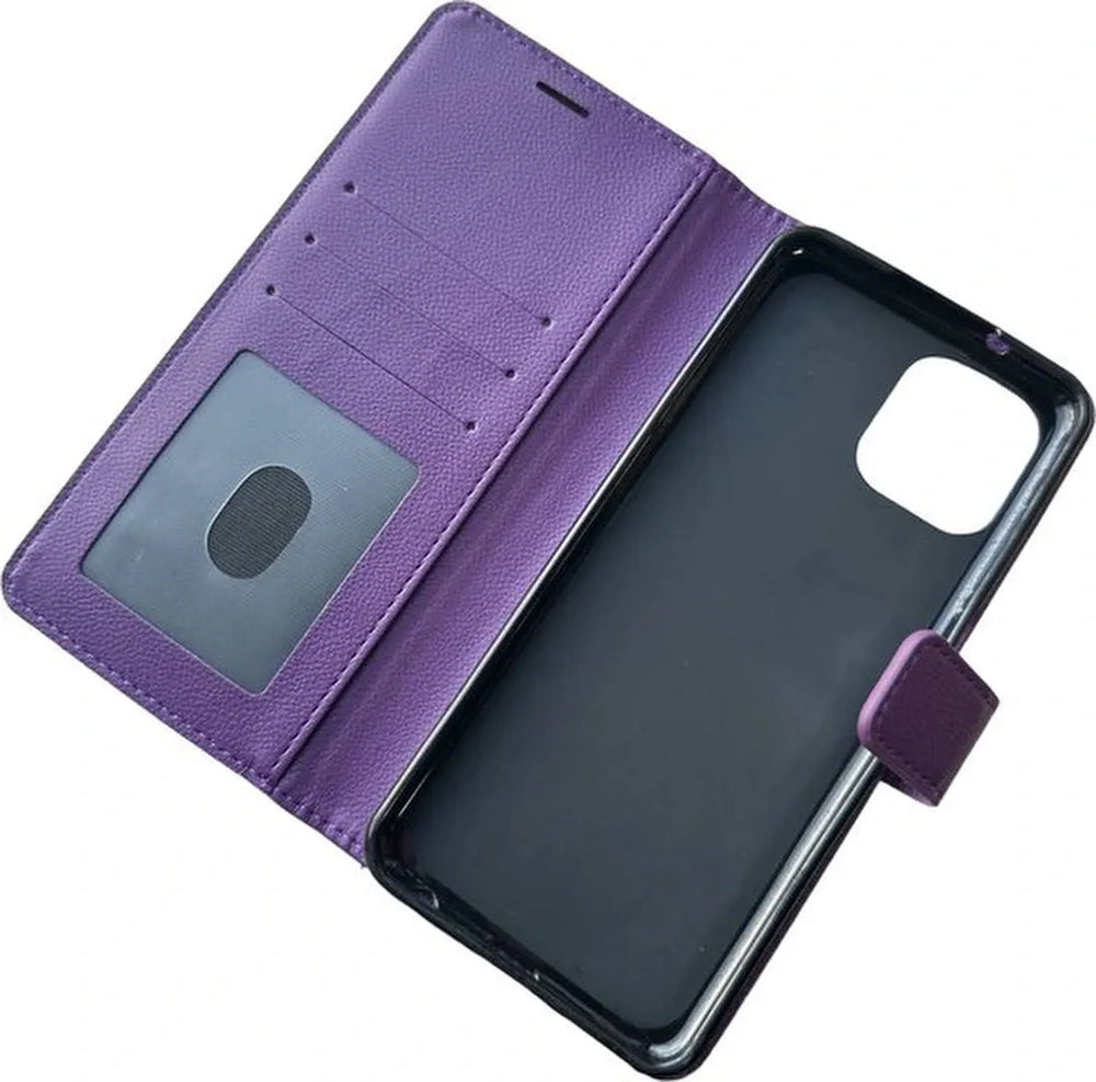 Motorola Edge 20 Lite Hoesjes – Portemonnee Book Case – Pasjeshouder – 2x Screenprotector – Paars-Ilumina Benelux