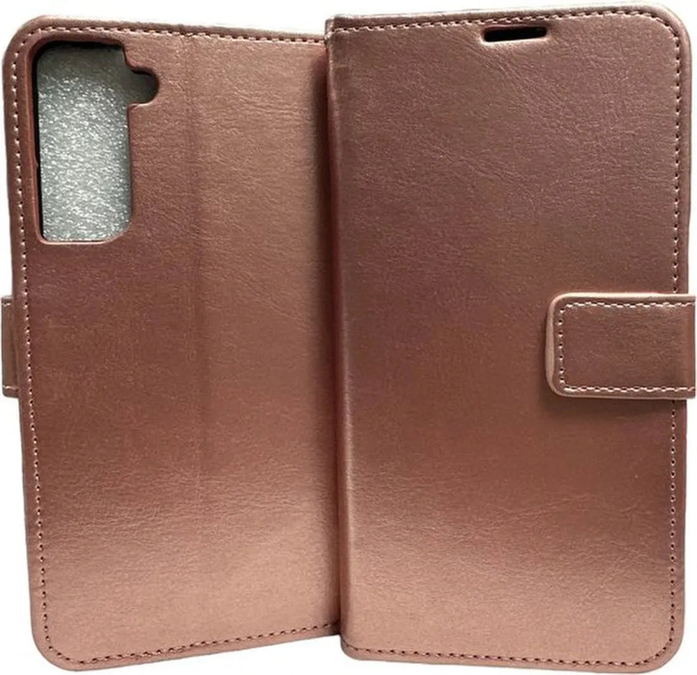 Samsung Galaxy S21 FE Hoesjes – Portemonnee Hoes – 2 Pack Screenprotector – Pasjeshouder – Roségoud-Ilumina Benelux
