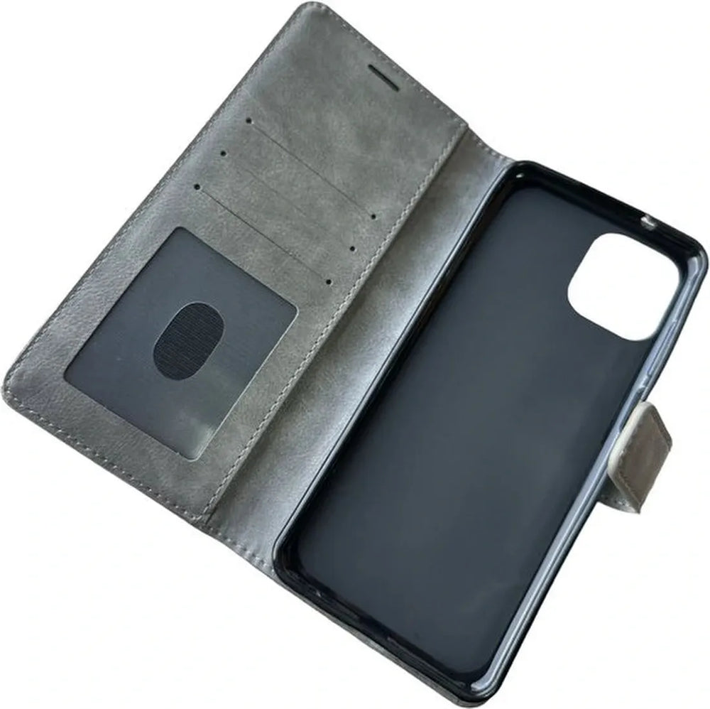 Motorola Edge 20 Lite Hoesjes – Portemonnee Book Case – Pasjeshouder – Magneetsluiting – Grijs-Ilumina Benelux
