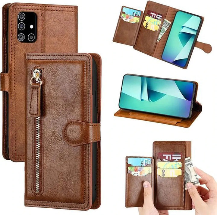Samsung Galaxy A52s 5G Hoesjes – Vintage Portemonnee Hoes – Pasjeshouder – Magneetsluiting – Donkerbruin-Ilumina Benelux