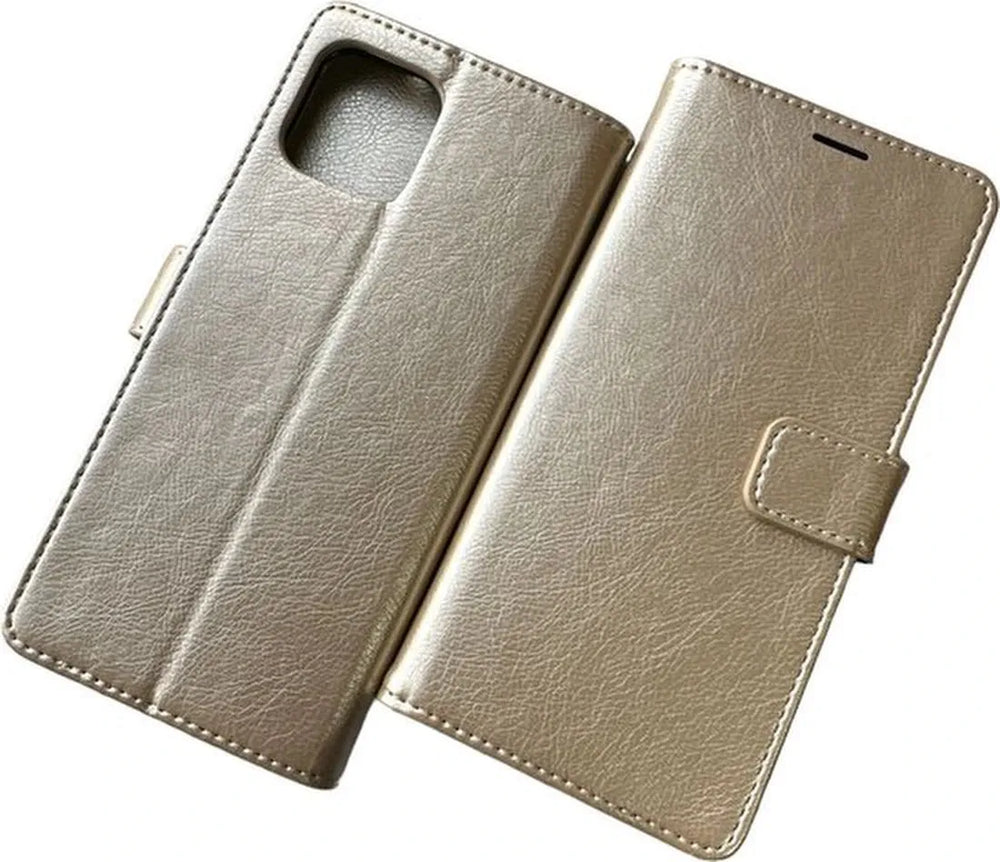 Motorola Edge 20 Lite Hoesjes – Portemonnee Book Case – Pasjeshouder – 2x Screenprotector – Goud-Ilumina Benelux