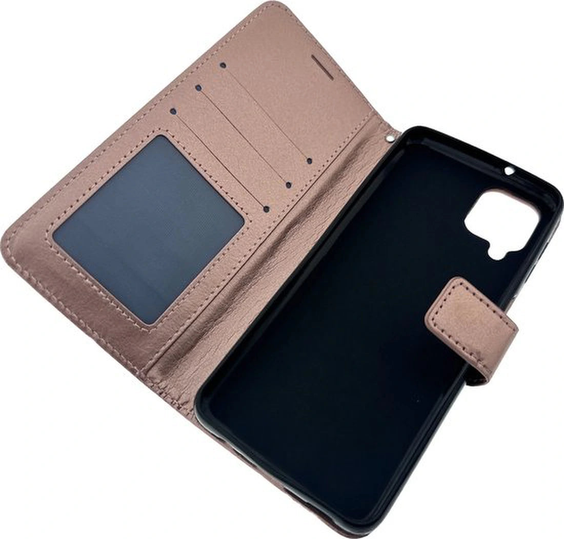 Samsung Galaxy A22 4G Hoesjes – Portemonnee Hoes – 2 Pack Screenprotector – Pasjeshouder – Roségoud