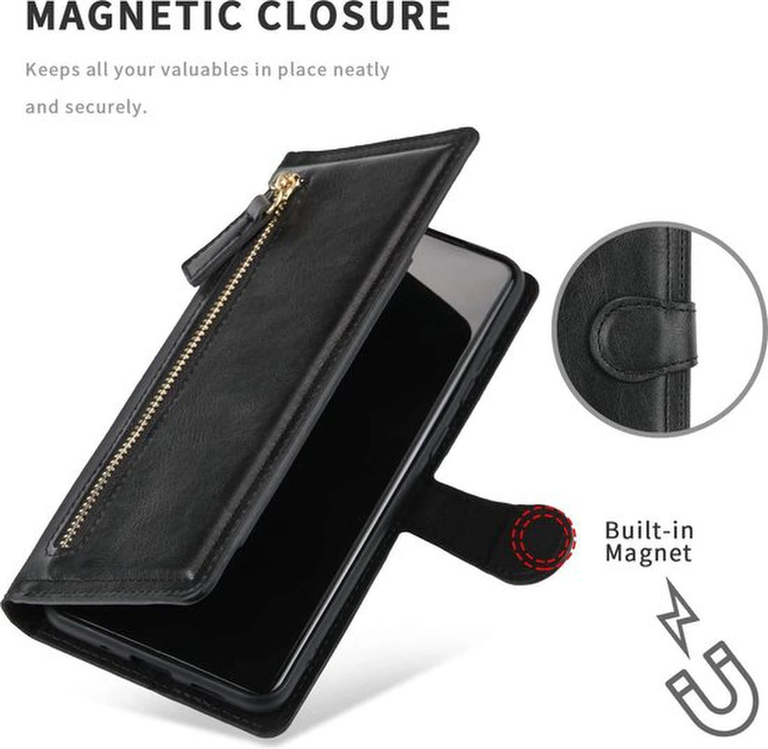 Samsung Galaxy A02S Hoesjes – Vintage Portemonnee Hoes – Pasjeshouder – Magneetsluiting – Zwart