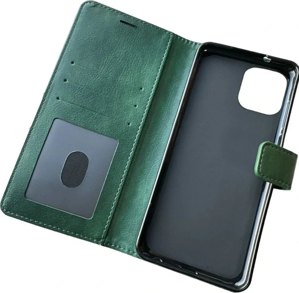 Motorola Edge 20 Lite Hoesjes – Portemonnee Book Case – Pasjeshouder – 2x Screenprotector – Groen-Ilumina Benelux