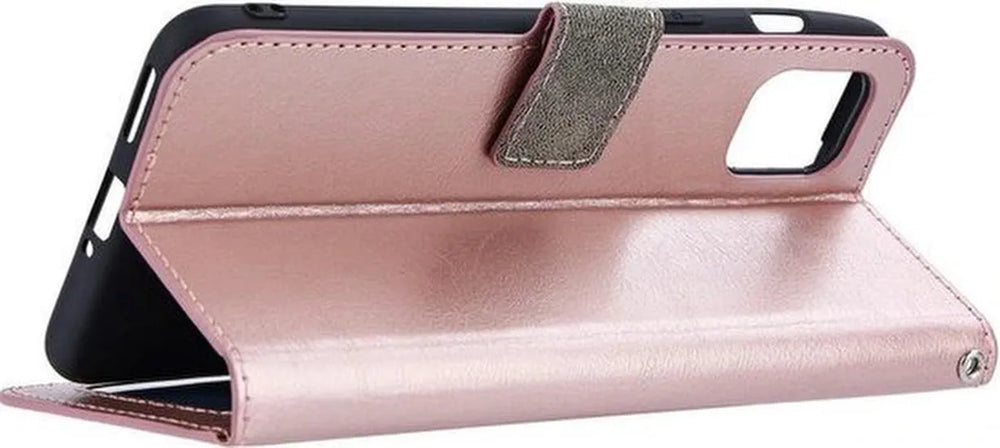 iPhone 13 Pro Max Hoesjes – Portemonnee Book Case – Pasjeshouder – 2x Screenprotector Gehard Glas – Roségoud-Ilumina Benelux