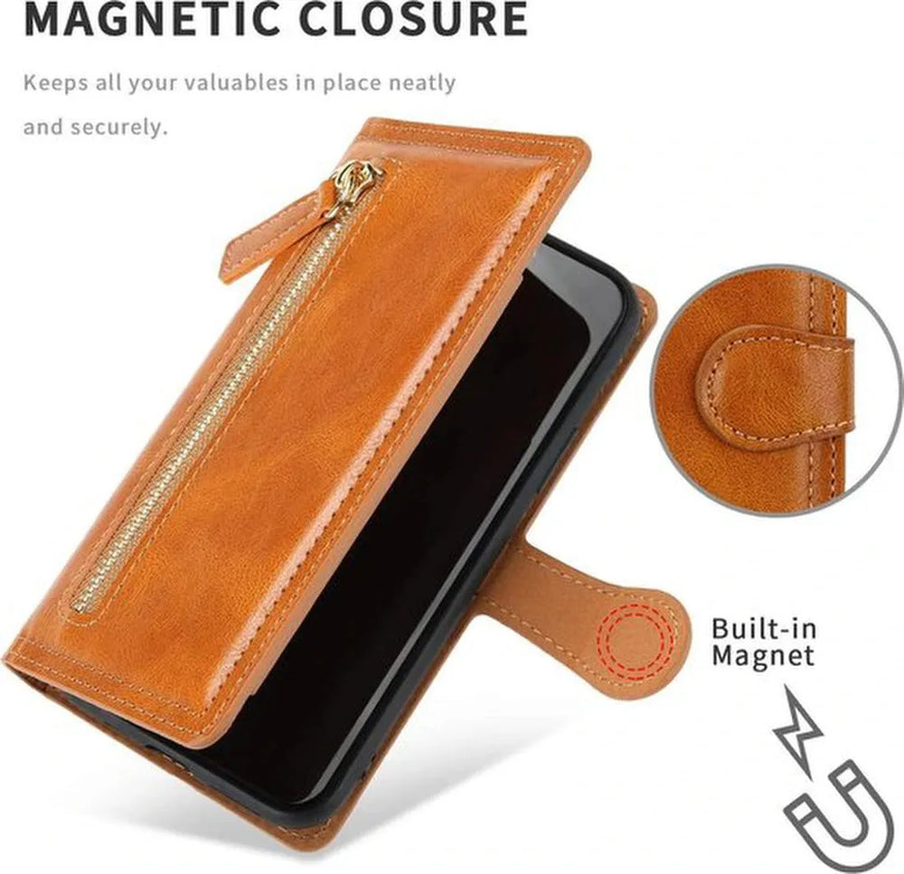 Samsung Galaxy S20 FE Hoesjes – Vintage Portemonnee Hoes – Pasjeshouder – Magneetsluiting – Lichtbruin-Ilumina Benelux