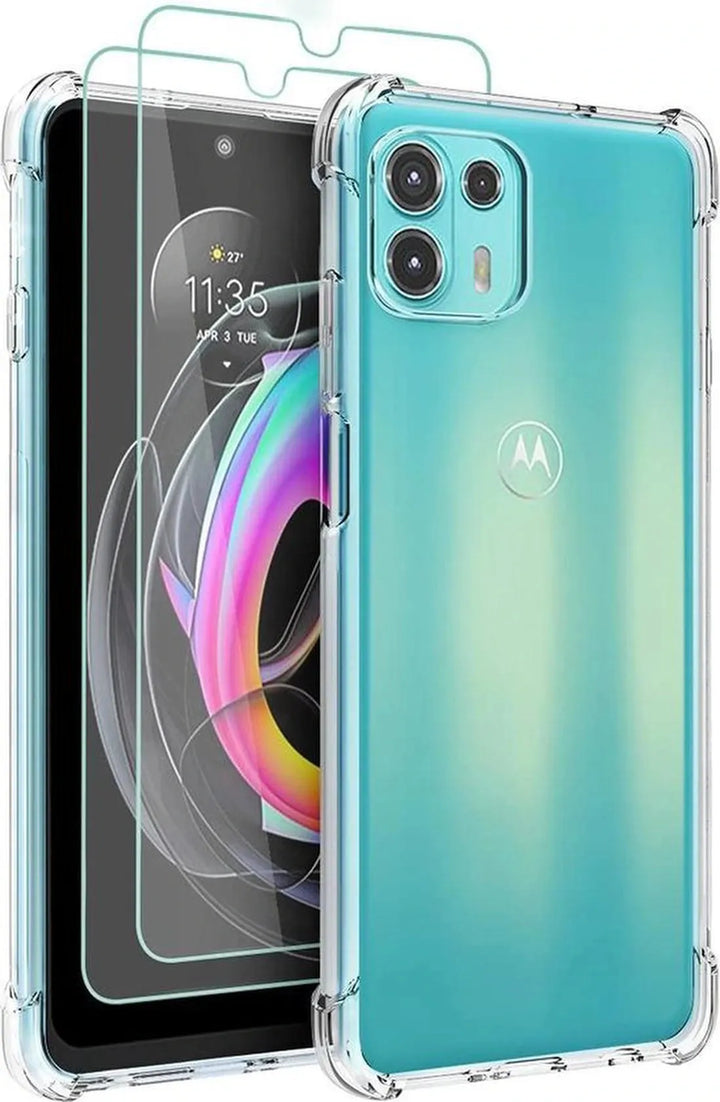 Motorola Edge 20 Lite Hoesjes – Anti-shock Siliconen Backcover – Transparant – Inclusief 2x Screenprotector – Clear-Ilumina Benelux