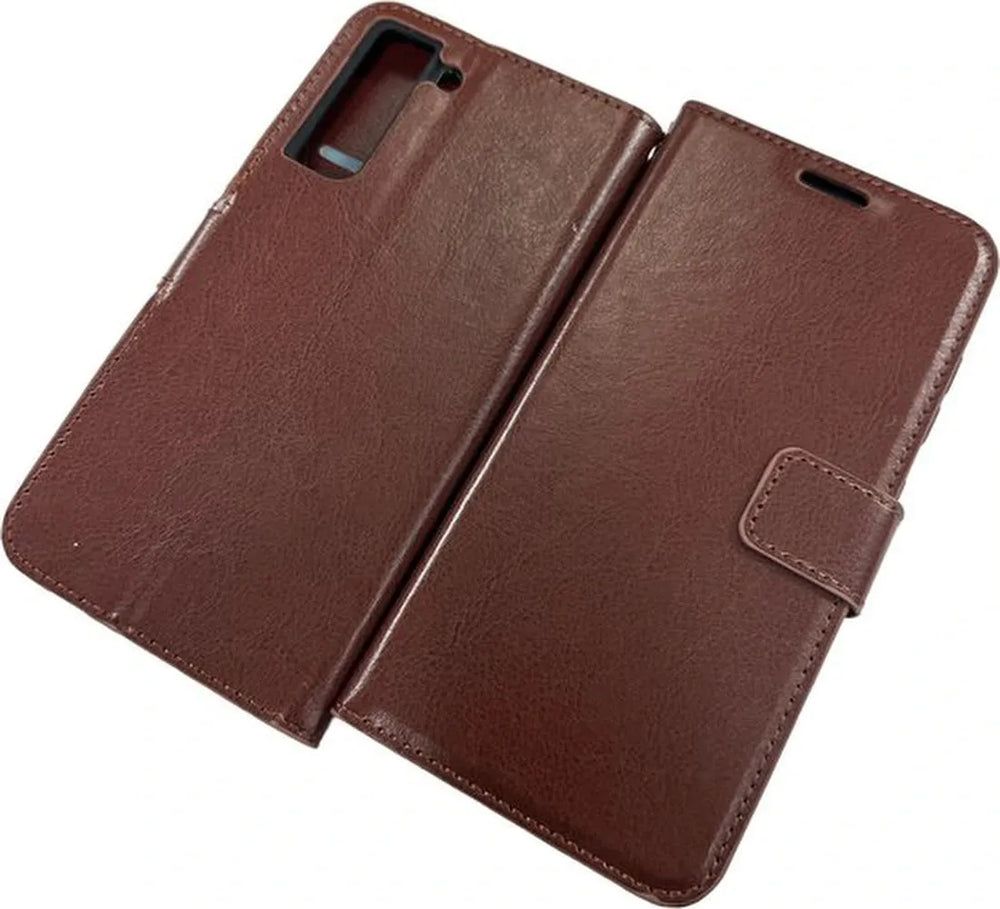 Samsung Galaxy S21 FE Hoesjes – Portemonnee Book Case – Pasjeshouder – Magneetsluiting – Bruin-Ilumina Benelux