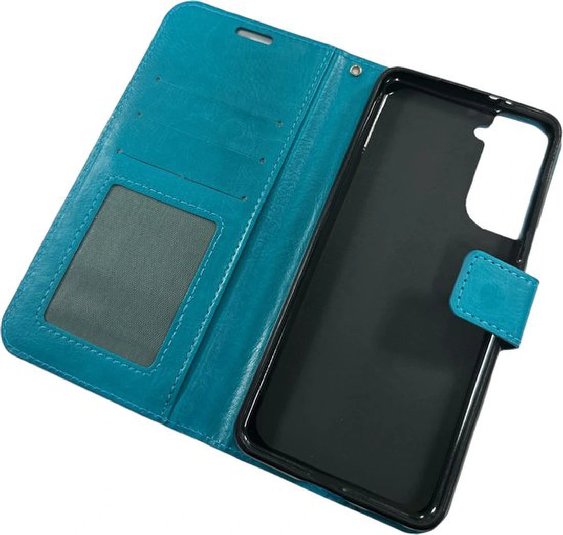 Samsung Galaxy S22+ Hoesjes – Portemonnee Hoes – 2 Pack Screenprotector – Pasjeshouder – Turquoise