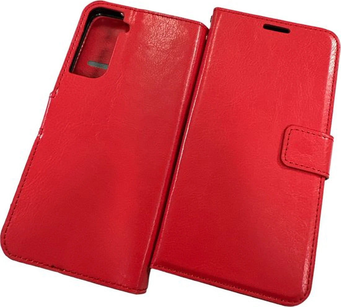 Portemonnee Hoesje - 2 Pack Screenprotector Geschikt voor: Samsung Galaxy S22+ S906 / S22 Plus - rood