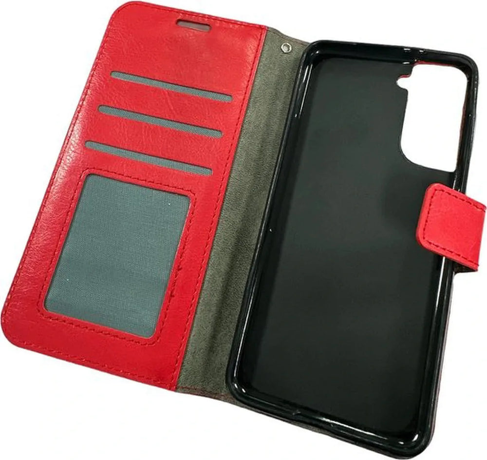 Samsung Galaxy S22 Plus Hoesjes – Portemonnee Hoes – 2 Pack Screenprotector – Magneetsluiting – Rood-Ilumina Benelux