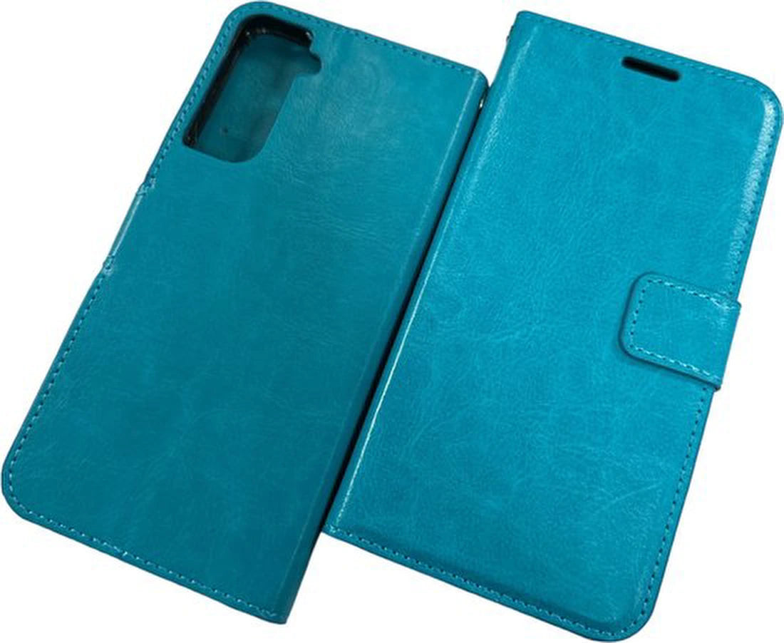 Portemonnee Hoesje - 2 Pack Screenprotector Geschikt voor: Samsung Galaxy S22 S901 - Turquoise